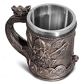 Недорогие Кружки и чашки-Кружка для кофе и пива с декором в стиле викингов и ручкой в виде дракона, подарки в стиле викингов для мужчин, пивные кружки для мужчин, средневековые украшения в стиле ренессанс, 18 унций