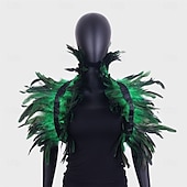 olcso kiegészítők-Karnevál 2026 Rio Karnevál Samba Kiegészítők Gótikus Természetes Toll Káplán Sál Vállra Terítő Csipkakolár Halloween Jelmezek Nőknek Brazil Fesztivál Előadási Jelmez