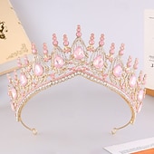 Χαμηλού Κόστους Τιάρες &amp; Στέμματα-Crown Tiaras Headdress Alloy Wedding Birthday Vintage Cute With Rhinestone Headpiece Headwear