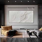 billige Abstrakte malerier-håndlaget oljemaleri lerret veggkunst dekorasjon moderne abstrakt hvit enkel teksturmaleri for hjem stue dekor rullet rammeløs ustrukket maleri