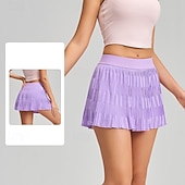 billiga Kvinnors kjolar och skorts-Dam Solid färg Avslappnad kjol Träningskjol Elastisk Svettavvisande Andningsfunktion Tennis Pickleball Yoga Underdelar Svart Vit Gul Tenniskläder