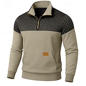  Pánské Mikina Waffle mikina Svetr Čtvrtletní mikina na zip Vodní modrá Fialová Armádní zelená Khaki Světle šedá Klopa Bez vzoru Slátanina Barevné bloky S texturou Ležérní Denní Sporty a outdoor