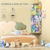 Недорогие Декор для стен-Угловая деревянная стойка для хранения мягких игрушек с рисунком в виде звезд, регулируемая длина, большая подвесная стойка для хранения мягких игрушек, подходит для игровых комнат в детских садах,