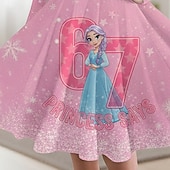  ragazze' 3D Grafico Cartoni animati 67 Abito Manica Lunga Stampa 3D Primavera Autunno Performance Vacanza Feste Casual Principessa Bello Bambini 4-12 Anni Vestito Casual Abito a trapezio Lunghezza al