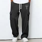 preiswerte Fracht-Herren Cargo-Jogginghose Jogginghose Hose Gerade geschnittene Sweatpants Waffelhose Kordelzug Tasche Elastischer Bund Kreuz Komfort Weich Outdoor Lässig Täglich Mode Klassicher Stil Dunkelbraun