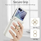 levne Pouzdra pro Samsung-telefon Carcasă Pro Samsung Galaxy Z Flip 7 Z Flip 6 Z Flip 5 Z Flip 4 Z Flip 3 Flip Cover a chránič obrazovky Držák na prsteny Nárazuvzdorné Retro PU kůže
