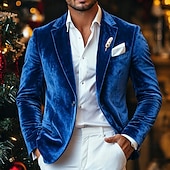 billige Herre Klassiske Blazere-Herre Vinterfrakk Fløyelsblazere Formell Festkveldsklær Fest Klassisk Høst Høst vinter 100% Polyester Fløyel Helfarge Enkelt Brystet Enn-knapp Blazer Rød Kongeblå Lilla Grønn