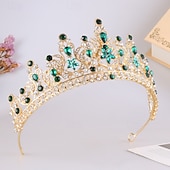 billige Tiarer og kroner-Crown Tiaras Hodepryd Legering Bryllup Bursdag Elegant søt stil Med Rhinsten Hodeplagg Hodeplagg
