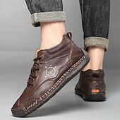 economico Stivaletti alla caviglia-sneakers da uomo in similpelle marrone con lacci: eleganti e versatili, ideali per il lavoro, l'abbigliamento casual e le attività all'aperto
