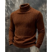 abordables Pull col rond-Homme Pull Pull Tricoté Côtelé Tricoter Hauts Réguliers Tricoté Couleur Unie Col roulé Mode Streetwear Occasionnel Tenue quotidienne Vêtement Tenue Automne Hiver Noir Blanche S M L