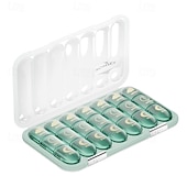 economico deposito bagagli e viaggi-Portapillole portatile con 21/28 scomparti, dispenser per farmaci settimanale, grande scomparto diviso, adatto per vitamine e farmaci quotidiani, ideale per viaggi, casa o come regalo.