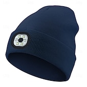 olcso Beanie fejhallgató-Kötött Fejlámpás Sapka Új Kültéri LED Világító Sapka USB Újratölthető 1.5-3W Áramellátás Gombvezérlés Type-C Töltés Éjszakai Kerékpározáshoz és Futáshoz Fejfedő Valentin-napi ajándék