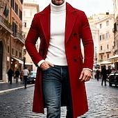 abordables Manteaux &amp; vestes-Homme Manteau d'Hiver Manteau Trench-Coat Long Trench-coat Extérieur Occasionnel Automne Hiver Polyester Chaleur Thermique Vêtements d'extérieur Vêtement Tenue Classique Uni Avec Poches Col à Revers