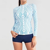 Χαμηλού Κόστους Rash Guards One Pieces-Γυναικεία Προστατευτικό εξάνθημα 2 τεμαχίων Μαγιό Tankini Μπλούζα για σέρφινγκ Ριγέ με αγορίστικα σορτς UPF50+ Αναπνέει Μακρυμάνικο Μαγιό Σέρφινγκ Κανό Ψαροντούφεκο Άνοιξη