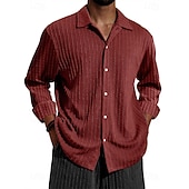 abordables chemise boutonnée pour homme-Homme Chemise Décontractée bleu marine manche longue Couleur Unie / Unie Revers Tenue quotidienne Basique Vêtement Tenue Traditionnel / Classique