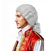 cheap Historical Wigs-White Wig Regency Ringlet Historical Colonial Costume Wig Funny Wig for Men George for Carnival Festival Party