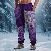 halpa Juoksukengät-Miesten Susi Viikinki Kelttiläinen taide Veryttelyhousut Jogger Housut Keskivyötärö Kiristysnyöri joustava vyötärö Vintage retro ulko- Retkeily ja vaellus Metsästys Urheilulliset collegehousut