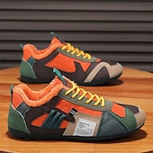 billiga Vardagssneakers-Herr Sneakers Fleecefoder Löpning Promenad Ledigt PU Läder Bekväm Halksäker Andningsfunktion Korta stövlar / ankelstövlar Snörning Mörkröd Orange Grön Sommar Vår Höst