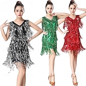 abordables Robes de Pratique-Robe de danse des années 1920 à franges à sequins pour femmes Samba Dancewear Costume de performance