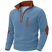 abordables Camisetas de pana-Hombre Camisa de Pana Camiseta superior Camisa de manga larga Camisas de hombre con coderas Manga Larga Cuello Alto Zip Otoño invierno Otoño Bloque de color Diario Casual Estilo callejero Cremallera