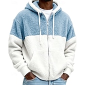 economico Felpa con cappuccio in pile-Per uomo Felpa con cappuccio Felpa con cappuccio a zip intera Felpe con cappuccio e zip Felpa con cappuccio in pile Nero Blu Reale Grigio Con Cappuccio Blocco di colori Patchwork Tasca Quotidiano