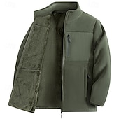 voordelige Sportjacket-Voor heren Winterjack Fleecejack Vrijetijdsjas Vakantie Dagelijks Thermisch Warm Zak Fleece Herfst winter Effen Modieus Streetwear Opstaand Normaal Zwart Rood Khaki Leger Groen Donkerblauw Jacks