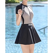 baratos Surfistas Tankinis &amp; Bikinis-Mulheres Anti Atrito Roupa de banho Roupa de Banho Roupa de Banho Preto Verde Proteção UV Compressão abdominal Surfe Canoagem Snorkeling Verão