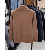 preiswerte Herrenpullover-Herren Pullover Fleece Pullover Strickpullover Gerippt Stricken Normale Oberteile Gestrickt Einfach Rollkragen Mode Basic Urlaub Alltagskleidung Bekleidung Herbst Winter Schwarz Marineblau M L XL
