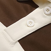  Herren Poloshirts Rugby-Poloshirts Lässig Straße Revers Langarm Basic Modern Horizontale Streifen Knöpfe Frühling Herbst Normale Passform Koffee Marineblau Grün Poloshirts