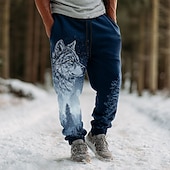 economico pantaloni da jogging-Per uomo Animale Lupo Arte celtica Pantaloni da tuta Joggers Pantaloni Misura del girovita medio Vita elastica con coulisse Vintage Retrò All'aperto Campeggio &amp; Escursionismo Caccia Pantaloni