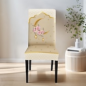 baratos Capa para Cadeira de Jantar-Capas de cadeira com estampa do Oriente Médio, decoração festiva para sala de jantar, capas removíveis e laváveis, protetor de assento decorativo à prova de poeira para uso doméstico, na cozinha ou em