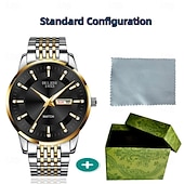 baratos Relógios Quartz-Relógio de Pulso Masculino Avançado Relógio de Quartzo Fashion Masculino Case de Aço Inoxidável Strap Data do Calendário Dial Luminosa A Melhor Opção de Presente para Homens