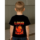 billiga Pojkens 3D Roliga Humor-Bomull Barn Pojkar Svart Grafisk Tecknat Lekfull grafisk t-shirt T-shirt Blus Rund hals Kortärmad Utomhus Vardag Mode Streetwear Designer Tryck Sommar