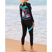 billiga One Pieces Rash Guards-Dam Helkroppsutslagskydd Dykdräkt Surfdräkt i ett stycke Grafisk Färgblockerande med inbyggd BH UV-skydd Magkontroll Långärmad Badkläder Surfing Paddling Snorkelfenor Höst