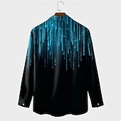 abordables Diseño Geométrico-Hombre Geométrico Degradado de color Arte abstracto Camisa Abotonar la camisa Manga Larga Moda informal Exterior Uso Diario Primavera Otoño Cuello Vuelto Impresión 3D camisas con cuello Negro / Verde