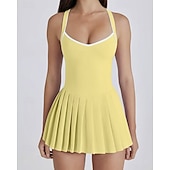 economico Abbigliamento Tennis da donna-Per donna Tinta unita Gonne a pieghe Abito sportivo Vestito all'americana Reggiseno incorporato Traspirante Tennis Atletico Corsa Vestito Nero Bianco Giallo Abbigliamento da tennis