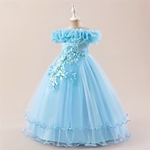 halpa Juhlamekot-Lapset Tyttöjen Mekko Juhlamekko Yhtenäinen väri Hihaton Muodollinen Suoritus Erikoistilaisuus Pitsi Silmukka Muoti Päivittäin Prinsessa Polyesteri Maxi Juhlamekko Kellomekko Tyllimekko Kesä Kevät 4