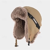 Недорогие Мужские головные уборы-Муж. Шапка-ушанка Зимние шапки Черный Хаки Полиэстер Флис Мода Современный современный На каждый день Свидание Сплошной/однотонный цвет Сохраняет тепло С защитой от ветра