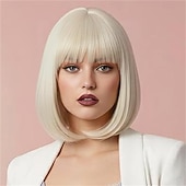 baratos Perucas de Carnaval-Peruca de Carnaval 2026 Loiro Vermelho Preta Liso Bob Curto Peruca sintética para festivais Mardi Gras Parada Cabelo para fantasia de cosplay para Feminino