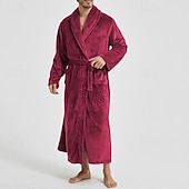 Недорогие Халаты-Муж. Домашняя одежда Ночная рубашка Ночная сорочка Банное платье Полотняное плетение Стиль Удобная обувь Дом Повседневные Хлопок Сохраняет тепло Дышащий V-образный вырез Длинный рукав Осень Зима