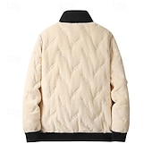 economico Piumini e parka da uomo-Per uomo Giacca in Pile Imbottito Formale Ufficio Comodo Tasca Imbottito Autunno Inverno Tinta unica Vacanza Vintage Collo ripiegato Regolare Blu Nero Cammello Grigio Giacca