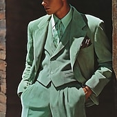 Недорогие Официальные костюмы-Мужской Свадьба Бизнес Вельветовый костюм Лацкан с тупым углом Черный Бордовый Деловые Платья Однотонный Узкий крой Набор из 3 предметов Однобортный с 1 пуговицей