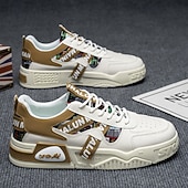 abordables Zapatillas Informales-Zapatillas deportivas blancas para hombre, diseño moderno con detalles de logotipo, zapatillas cómodas y elegantes para deportes, ropa informal y actividades al aire libre.