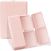 رخيصةأون تخزين الأمتعة والسفر-منظم حبوب يومي، 7 حجرات محمولة لتنظيم حبوب السفر، [تصميم قابل للطي] صندوق حبوب لجيب المحفظة لحمل الفيتامينات وزيت كبد سمك القد والمكملات الغذائية والأدوية - أحمر شفاف