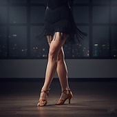 ieftine Pantofi Dans Latin-pantofi de dans latino din satin de damă cu design cu bretele și tocuri kitten - sandale de dans pentru salsa, tango și rumba