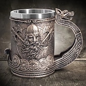 Недорогие Кружки и чашки-Кружка для кофе и пива с декором в стиле викингов и ручкой в виде дракона, подарки в стиле викингов для мужчин, пивные кружки для мужчин, средневековые украшения в стиле ренессанс, 18 унций