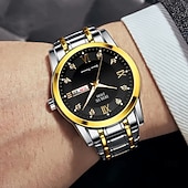 Недорогие Кварцевые часы-Модные мужские наручные часы высококачественные кварцевые часы датчик календаря светящийся циферблат украшение из страз лучший выбор подарка на День святого Валентина для мужчин