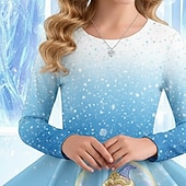 cheap 3D Cartoon Dress-Girls' 3D Graphic Anime Dress Long Sleeve 3D Print Spring Fall Performance Vacation Party Casual Princess Beautiful Kids 4-12 Years Casual Dress A Line Dress Knee-length Regular Fit
