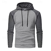 baratos hoodies básicos dos homens-Homens Moletom Estacionar Preto Cinza Claro Cinzento Escuro Cinzento Com Capuz Bloco de cor Com Cordão Desportos e Ar livre Casual Diário Impressão 3D Roupa de rua Roupa de Esporte Casual Outono