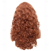 baratos Perucas Históricas-Peruca longa e ondulada de 71 cm (28 polegadas), cabelo sintético crespo e cacheado, cor vermelho-cobre natural, para mulheres.